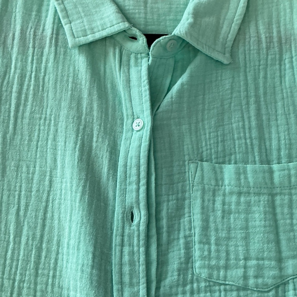 O'Neill Cotton Gauze Button-up Blouse in Ocean Wave NWT size small - Picture 8 of 10